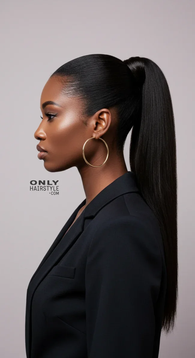 1. High Sleek Ponytail | 15 Stunning Ponytail Hairstyles For Black Women